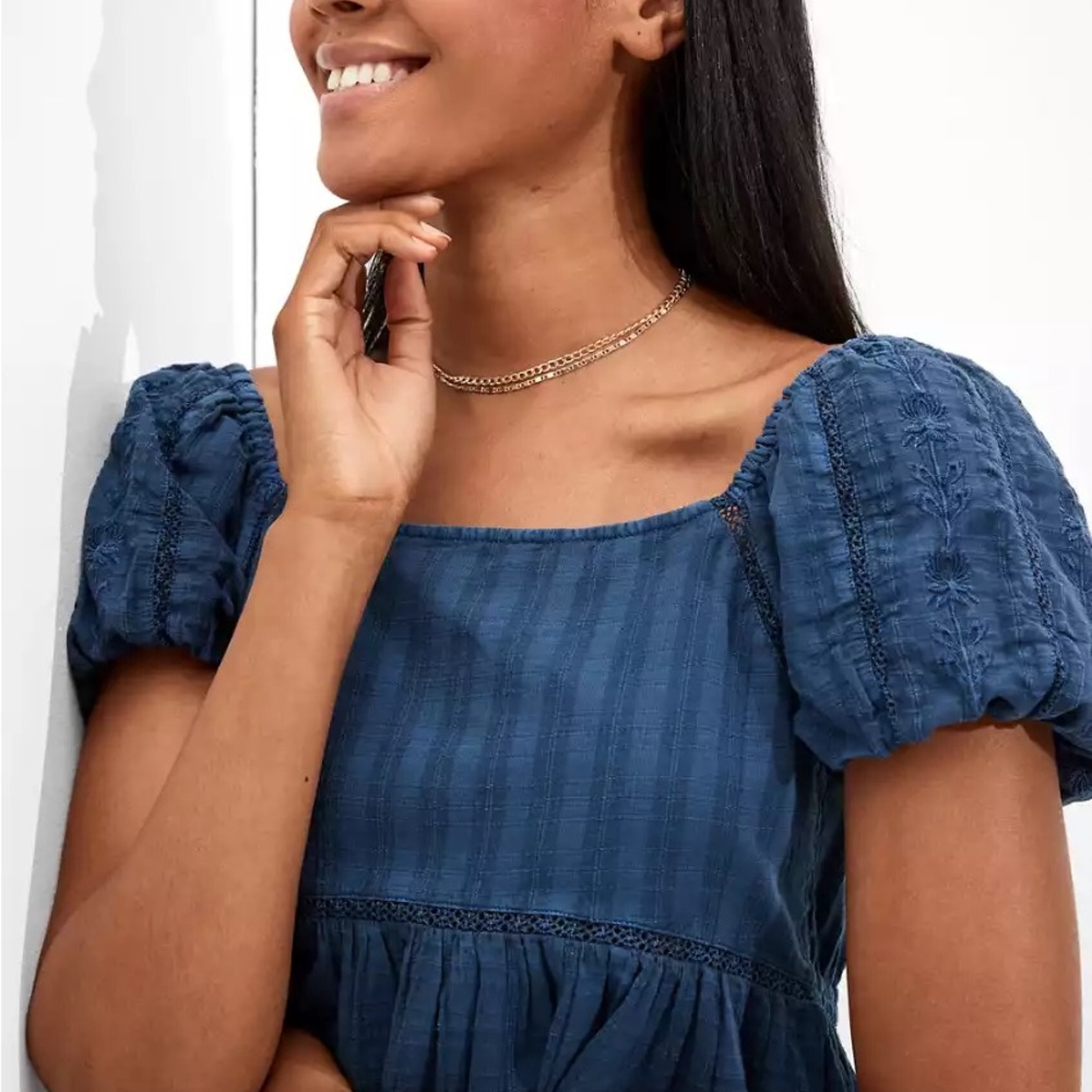 American Eagle Babydoll Puff Sleeve Dress - Picture 3 of 5